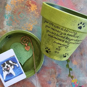 Pet sympathy gift planter personalized for dog or cat loss with memorial message