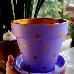 Medium Polka Dot Planter • Polka Dot Flower Pot • Painted Planter • Colorful Flower Pot • Whimsical Plant Pot • Fun Planter Gift