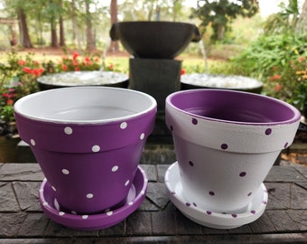 Large Polka Dot Planter, Polka Dot Flower Pot, Painted Flower Pot, Colorful Planter, Whimsical Planter, Fun Planter, Planter Gift