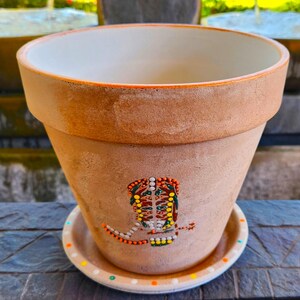 Southwestern Planter • Hand Painted Cowboy Boot Flower Pot • Western Home Decor • Sun Face Art • Large Terracotta Planter