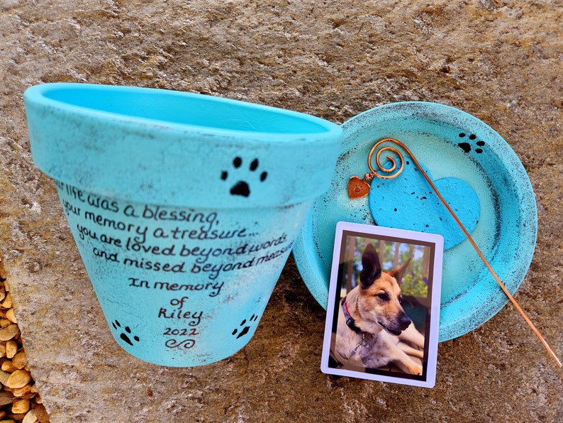 Pet Memorial with Photo, Pet Memorial Planter, Memorial Gift Dog, Memorial Gift Cat, Garden Pet Memorial, Sympathy Dog Loss, Sympathy Cat image 1