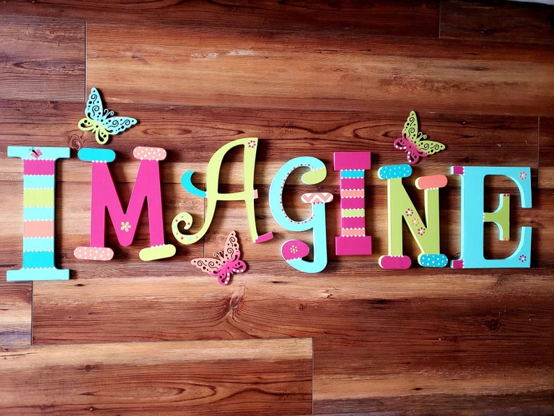 The Word IMAGINE Playroom Decor Kids Wall Art Nursery Etsy