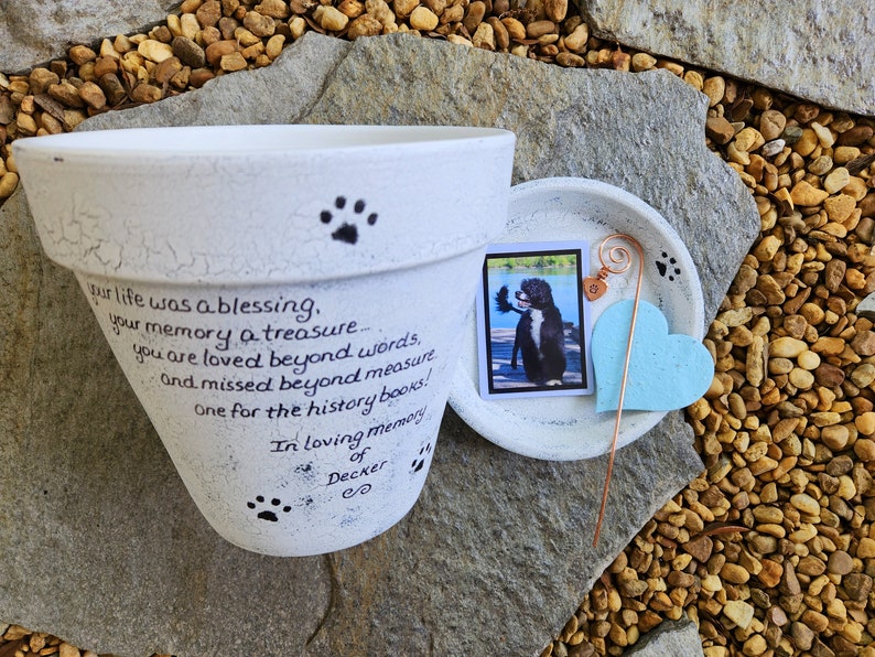 Pet Loss Gift Personalized Dog Memorial Garden Cat Memorial Pet Loss Sympathy Cat Loss Sympathy Herb Planters Rainbow Bridge image 1