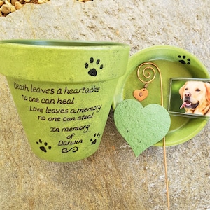Pet Memorial with Photo, Pet Memorial Planter, Memorial Gift Dog, Memorial Gift Cat, Garden Pet Memorial, Sympathy Dog Loss, Sympathy Cat image 3