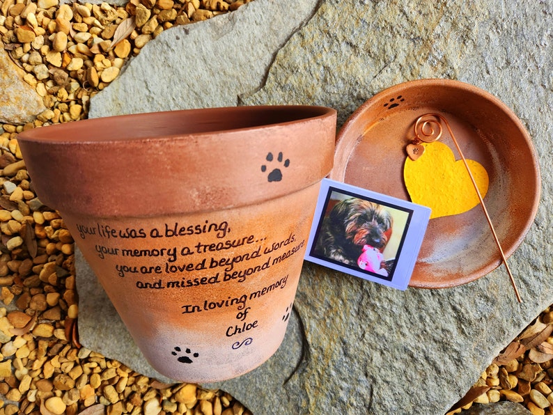 Pet Loss Gift Personalized Dog Memorial Garden Cat Memorial Pet Loss Sympathy Cat Loss Sympathy Herb Planters Rainbow Bridge image 5