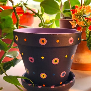 Polka Dot Planter Polka Dot Flower Pot Succulent Flower Pots Painted Flower Pot Colorful Planter Boho Planter Herb Planters image 3