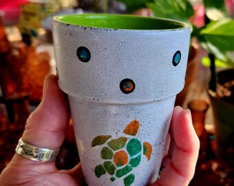 Sea Turtle Planter Set · Custom Succulent Pots · Set of 5 Mini Planters · Beach Coastal Decor · Painted Flower Pots