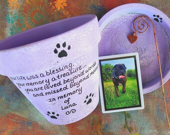 Personalized Pet Memorial Planter · Pet Loss Gift · Rainbow Bridge Garden Memorial · Dog or Cat Sympathy Gift · Custom Remembrance Pot