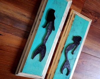 Rustic Mermaid | Rustic Signs | Artful Art | Wood Sign Mermaid | Mermaid Theme Nursery | Mermaid Theme Decor | Rustic Wood Sign