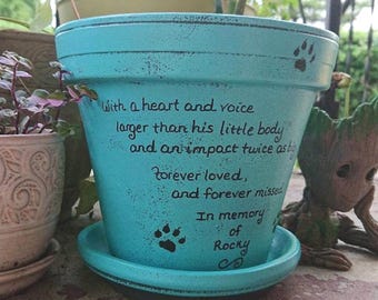 Custom Pet Memorial Planter • Personalized Pet Loss Gift • Dog or Cat Sympathy Garden Pot • Rainbow Bridge Memorial Keepsake