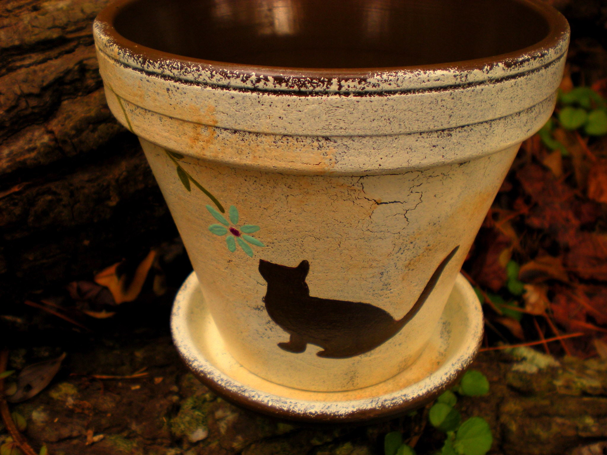 Painted Flower Pot Planter with Cat Cat Memorial Gift Etsy
