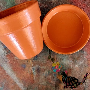 Painted Flower Pots Succulent Planters Solid Colors Painted Planters Herb Planters Succulent Flower Pots Plant Gift Ideas Orange