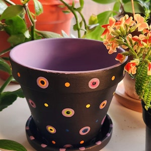 Polka Dot Planter Polka Dot Flower Pot Succulent Flower Pots Painted Flower Pot Colorful Planter Boho Planter Herb Planters image 2