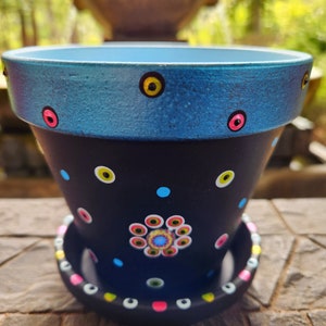 Painted Flower Pot |  Colorful Planter | Boho Planter | Garden Lover Gift | Gifts for Women | Garden Planter | Fun Garden Ideas