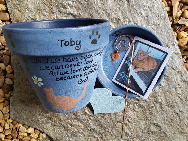 Garden Cat Memorial Cat Lover Gift Cat Memorial Gift Cat Sympathy Gift Planter with Cat Pet Loss Gift Cat Cat Photo Gift image 5