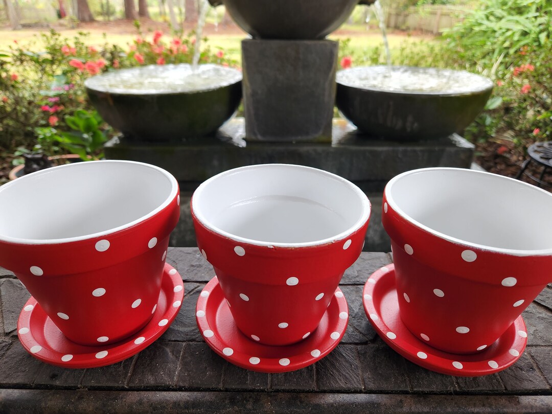 Polka Dot Plant Pots Red Polka Dot Planter Red and White Polka Dot