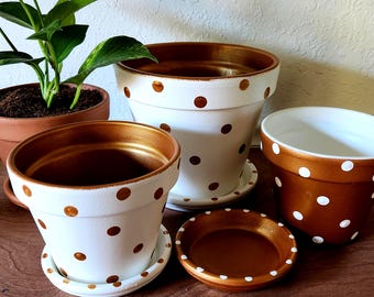 Maceta grande de lunares · Maceta pintada a mano · Maceta de jardín colorida · Maceta divertida · Maceta para interior y exterior · Regalo para jardineros