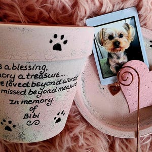 Pet sympathy gift planter personalized for dog or cat loss with memorial message