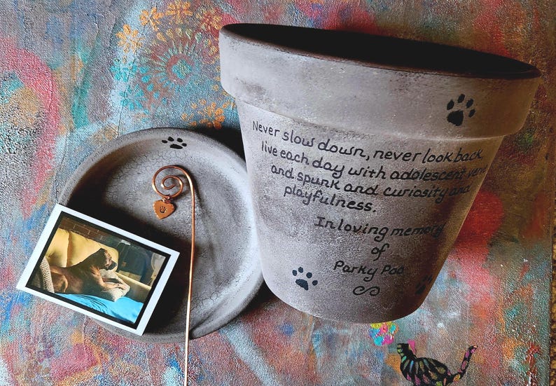 personalized rainbow bridge planter tribute for beloved pet
