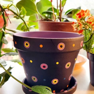 Polka Dot Planter Polka Dot Flower Pot Succulent Flower Pots Painted Flower Pot Colorful Planter Boho Planter Herb Planters image 1