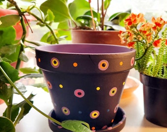 Polka Dot Planter | Polka Dot Flower Pot | Succulent Flower Pots | Painted Flower Pot | Colorful Planter | Boho Planter | Herb Planters