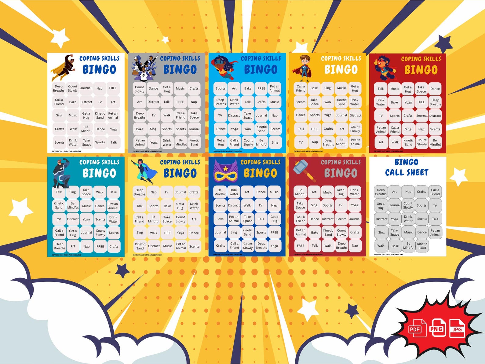 Superhero Coping Skills BINGO - Etsy