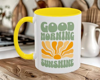 Taza de café "Buenos días, sol": Rayos de sol bohemios, buen rollo
