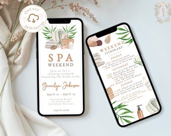 Spa Junggesellinnenabschied Einladung für Telefon Bachelorette Spa-Wochenende einladen Reiseplan Spa-Retreat Braut Junggesellinnenabschied einladen Verwöhn-Wochenende einladen, 77