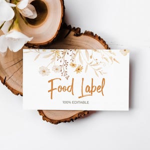 Editable Wildflower Food Card Template: Buffet Tent Cards (Digital Download)