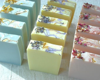 Pastel Flower Soap Favors: Cold Process Handmade Soap for Baby Showers Bridal Showers and Parties