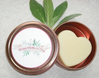 Mother's Day Gift Heart Lotion Bar / Shea Butter Cocoa Butter Body Butter Bar / "Your CHOICE of Scent" / Rose Gold Tin / Larger Size