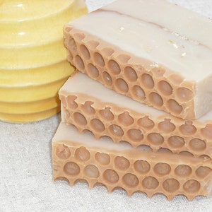 Oatmeal Milk and Honey Goats Milk Soap / HoneyComb Design / Cold Process Handmade Soap image 2