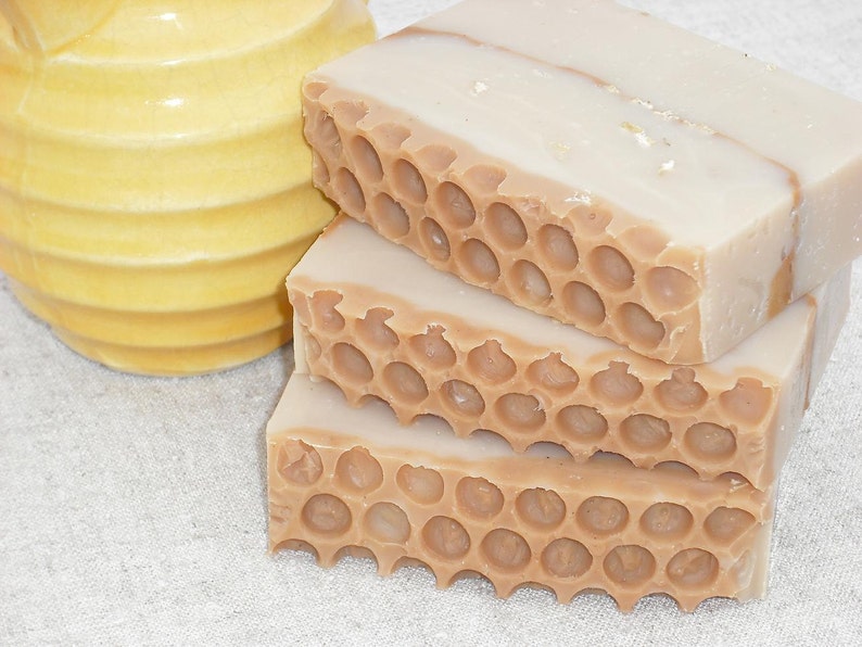 Oatmeal Milk and Honey Goats Milk Soap / HoneyComb Design / Cold Process Handmade Soap image 2