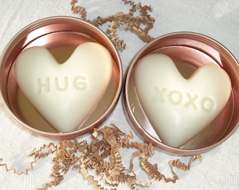 Valentine Heart Lotion Bar / Shea Butter Cocoa Butter Body Butter Bar / "Your CHOICE of Scent" / Rose Gold Tin / Larger Size