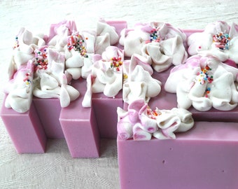 Berry Treat Soap Berry Pear Scent with Sprinkle Flowers / Handmade Soap Cold Process Soap