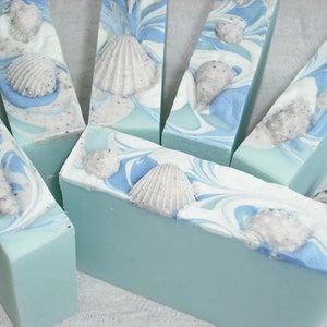 Beach Soap with a Fresh Water Scent / Comes with small seashell soap embeds / Handmade Shell Soap Bar
