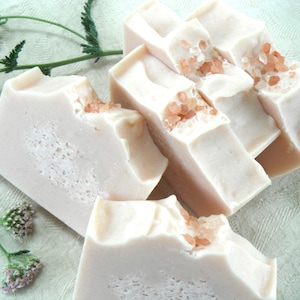 Handmade Himalayan Pink Sea Salt Soap, Clean Rain Scent, Rose Clay