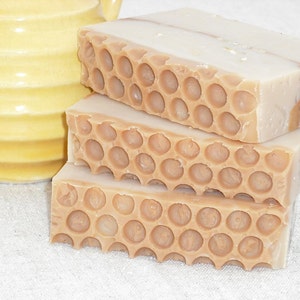 Oatmeal Milk and Honey Goats Milk Soap / HoneyComb Design / Cold Process Handmade Soap image 1