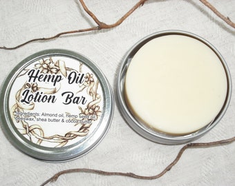 HEMP OIL Lotion Bar / FREE Shipping / Shea Butter Cocoa Butter Body Butter Bar / Solid Lotion Bar / No Fragrance Added