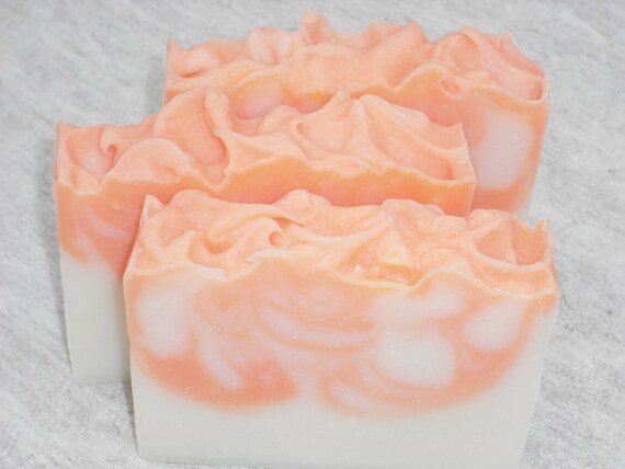 Peach Soap / Fresh Summertime Fruity Scent / Handmade Artisan Cold Process Soap Bar
