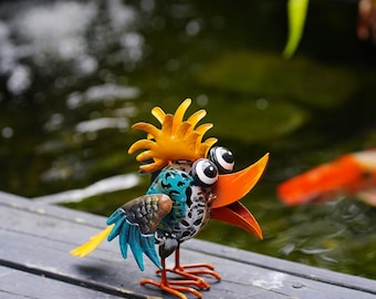 Décoration de jardin personnalisable en métal peint à la main avec gros bec