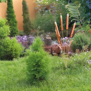 Copper Cattail Wind Chimes Garden Art,Outdoor Cattail Stake