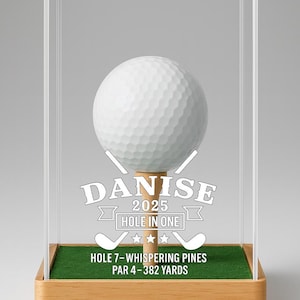 Personligt displayfodral för golfbollar med massiv träbas – Anpassat golftroféminnessak, golfpresent till golfare