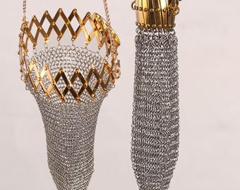 Porte-monnaie Vintage En Maille Métallique – Années 1920, Plaqué Argent, Extensible, Diamètre Max 5 Cm | Collection, Cadeau Antique, Rangement Pièces