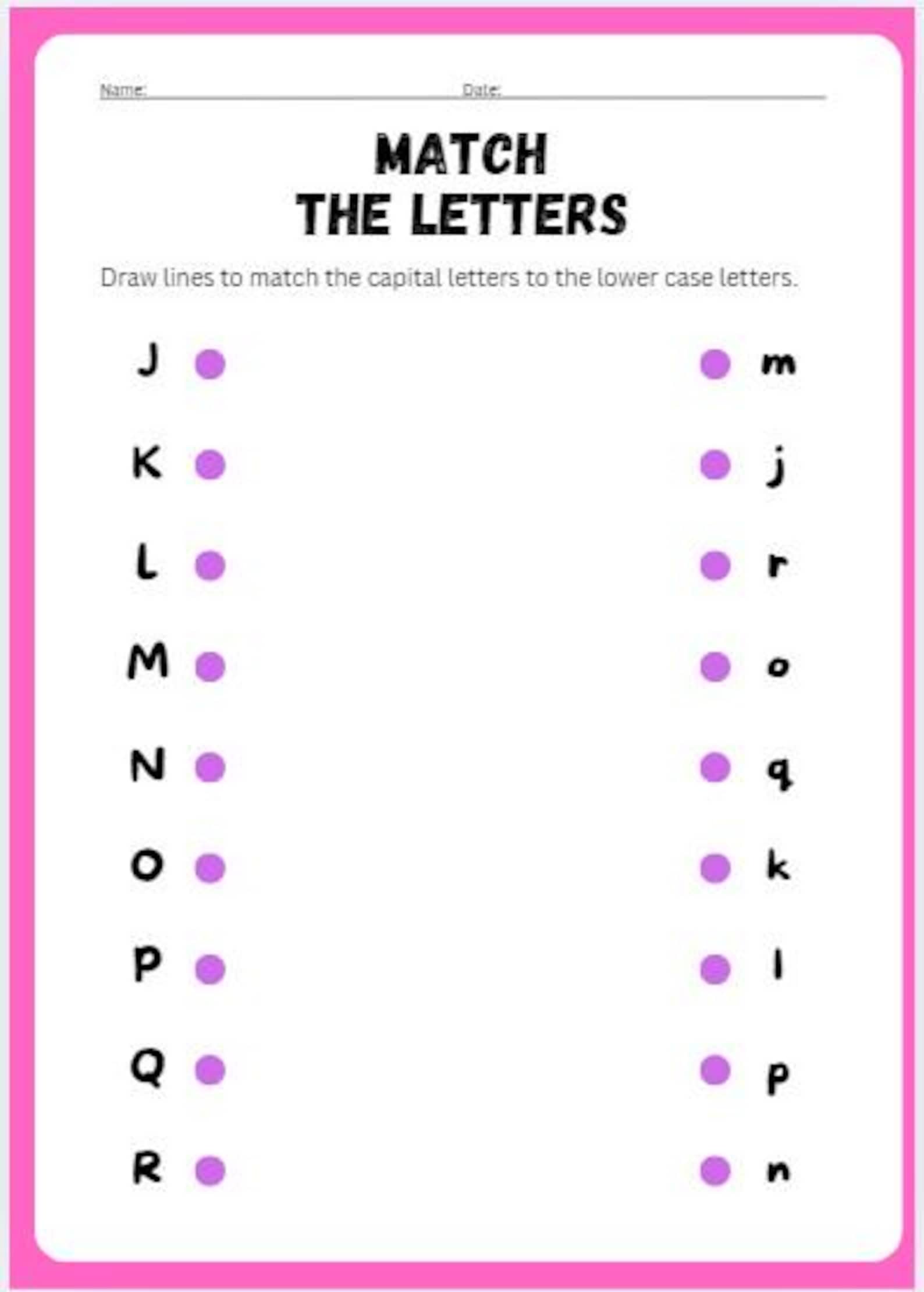 Matching Letters Worksheet.pdf Match the Letters Alphabet Worksheet (PDF) - Etsy