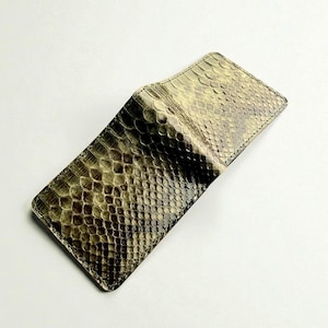 Portefeuille à deux volets en cuir de python véritable • Fait main avec du cuir Pueblo