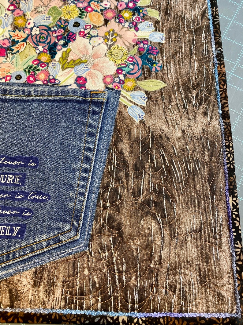 DENIM JEAN POCKET Floral Collage Wall Hanging Sunflowers Roses Etsy