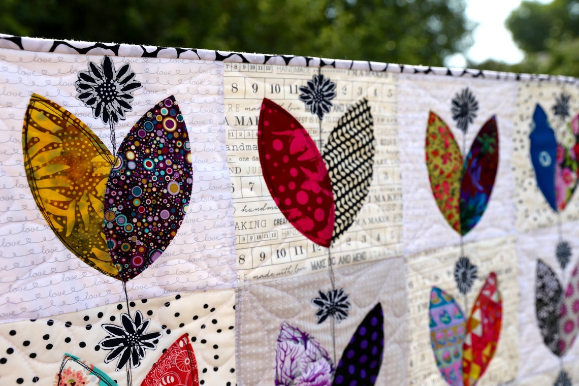 PAPER PATTERN for Quilt of Petal Pusher Scrappy Fabrics Black Etsy