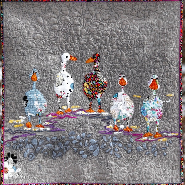PAPER PATTERN for Lucky Ducks Quilt Wall Hanging Spring Mothers Day Home Decor