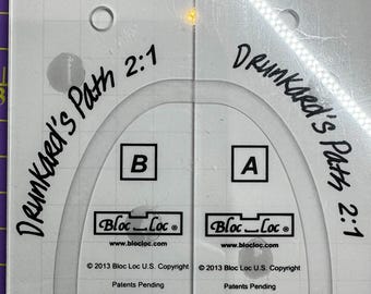 BLOC LOC Set five Rulers & Templates for Drunkards Path Quilt Block